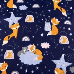 Tissu Nuit Renard Bleu Foncé
