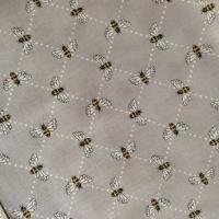 Tissu patch abeilles sur fond gris 2