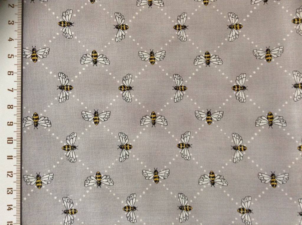 Tissu patch abeilles sur fond gris 3