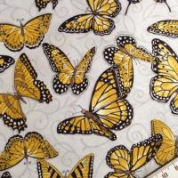 Tissu patch papillon sur fond gris 1