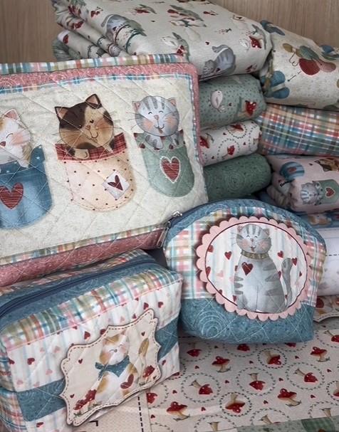 Tissu patchwork chats fuxicos e fricotes 1