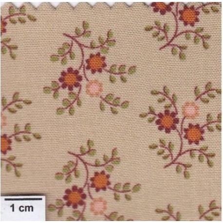 Tissu patchwork marron glace petites fleurs 482