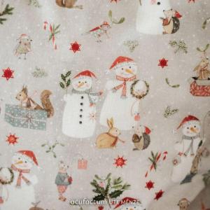Tissu patchwork noel bonhommes de neige et animaux d hiver 3523 964 acufactum