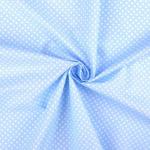 Tissu Popeline à Pois Blanc Fond Bleu Ciel 50x160 cm