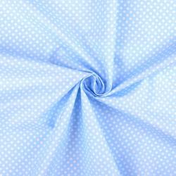 Tissu Popeline à Pois Blanc Fond Bleu Ciel 50x160 cm