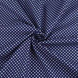 Tissu Popeline à Pois Blanc Fond Bleu Nuit 50x160 cm