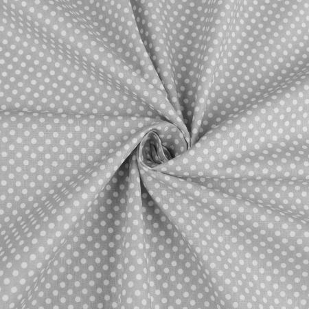 Tissu Popeline à Pois Blanc Fond Gris 50x160 cm