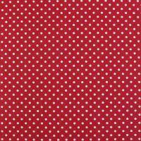 Tissu poppeline a pois blanc 2mm sur fond rouge 1