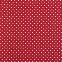 Tissu poppeline a pois blanc 2mm sur fond rouge 1