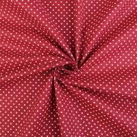 Tissu poppeline a pois blanc 2mm sur fond rouge 2