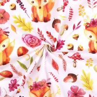 Tissu renard fleur rose 2