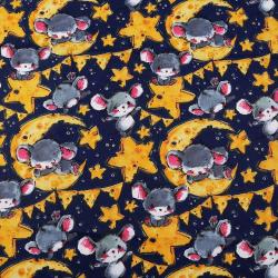 Tissu Souris Bleu Foncé