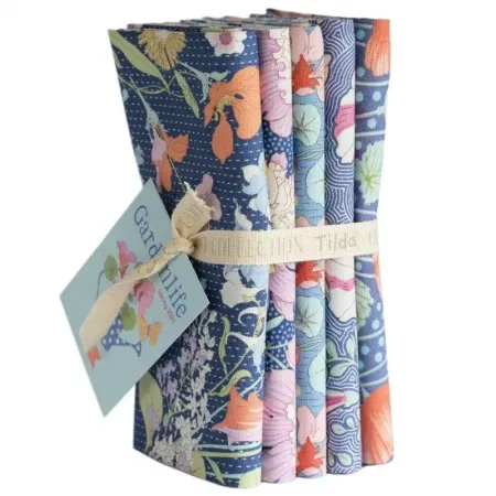 Tissus patchwork 5 fats quarter tilda gardenlife bleu 50x55 cm 300099