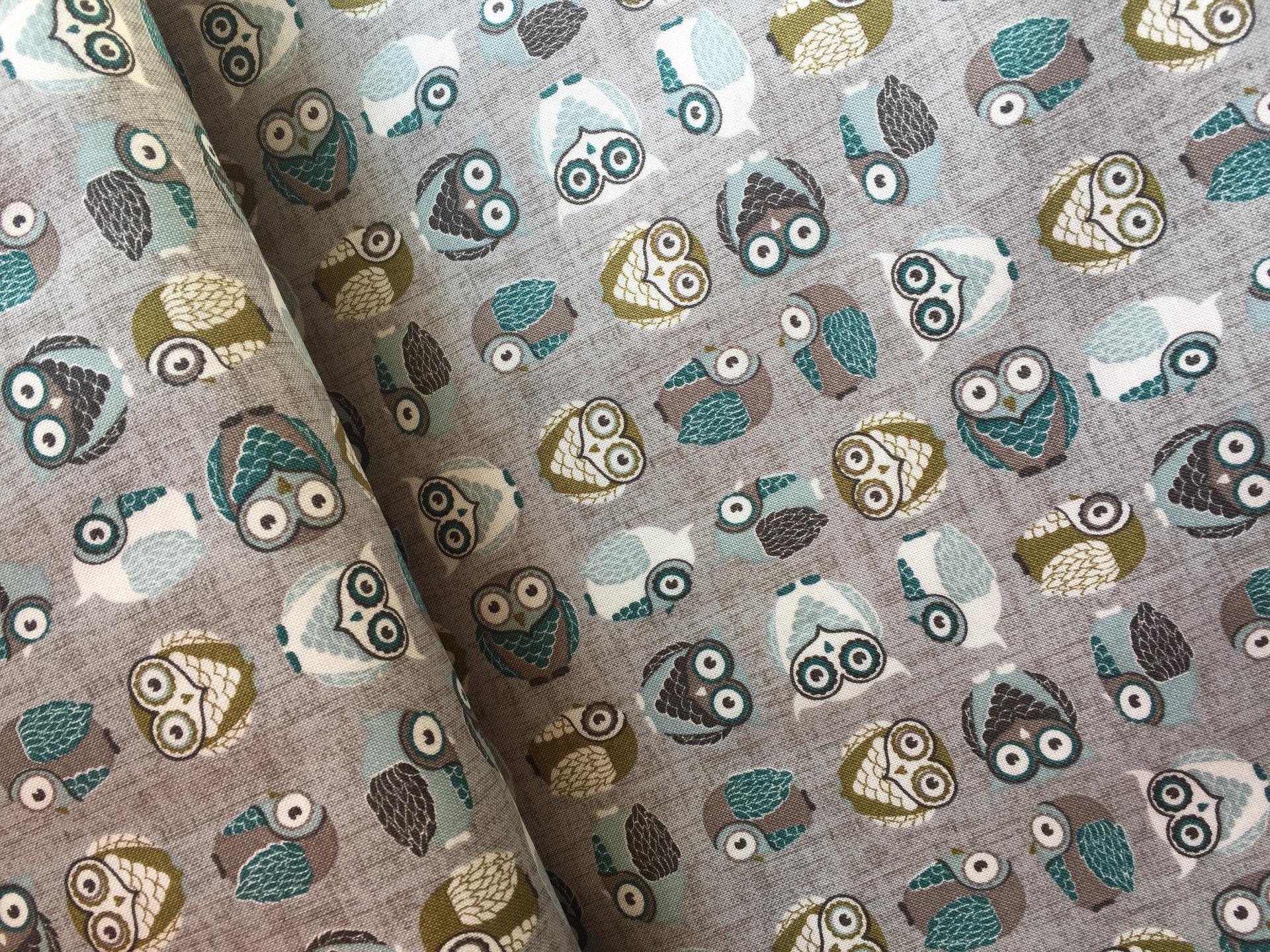 Tissus patchwork stof chouettes grises 4500 834