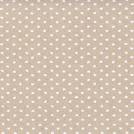 Tissus patchwork stof lin shabby chic coeurs blanc st18 132