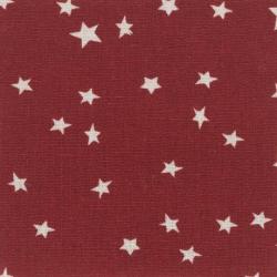 Tissus Patchwork Stof Lin Shabby Chic Etoiles Blanches Fond Rouge ST18-160