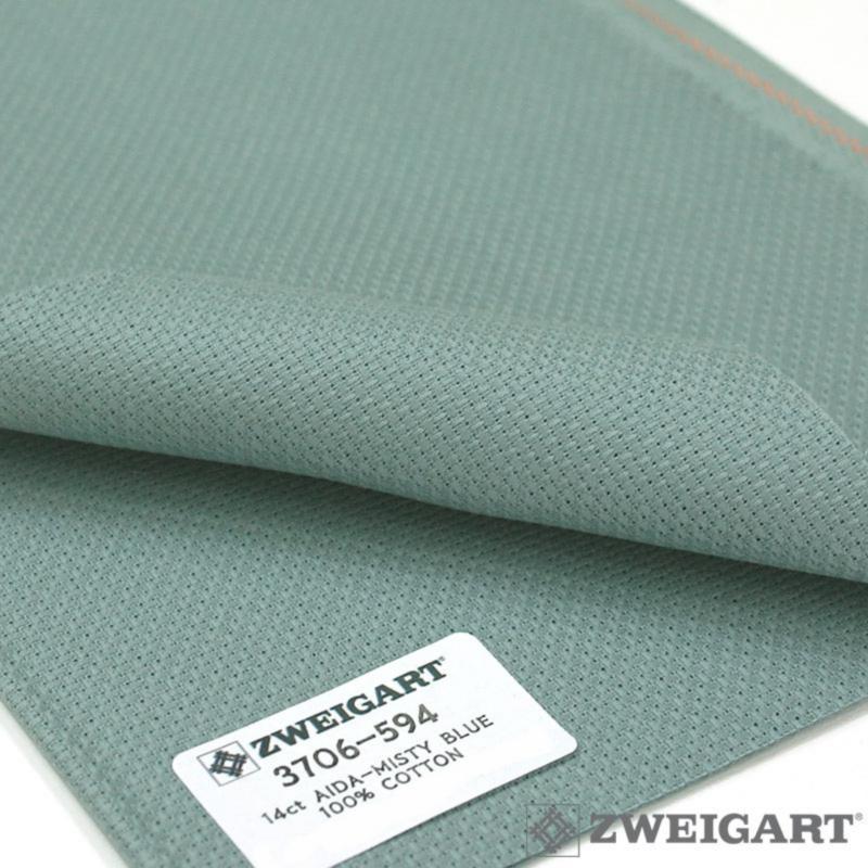 Toile a broder zweigart aida 5 4 pts 3706 bleu orage 594