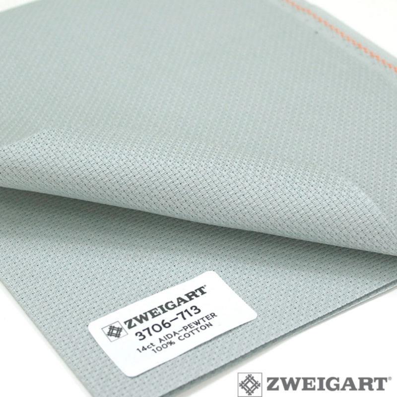 Toile a broder zweigart aida 5 4 pts 3706 gris 713