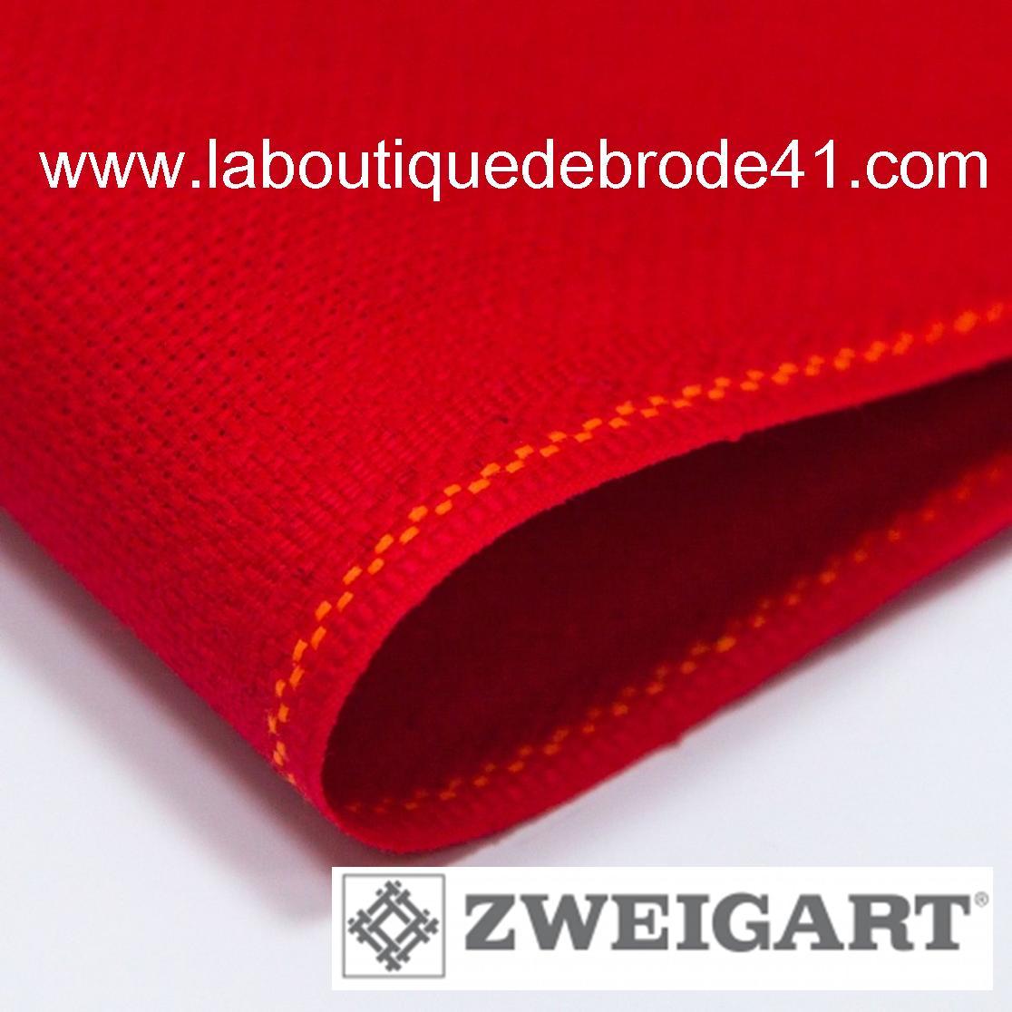 Toile a broder zweigart aida 5 4 pts 3706 rouge 955