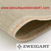 Toile a broder zweigart de lin belfast 12 6 fils naturel irisee 12