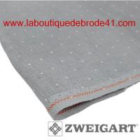 Toile a broder zweigart de lin belfast 3609 12 6 fils gris perle petites pois 7479