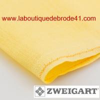 Toile a broder zweigart de lin belfast 3609 12 6 fils jaune paille 2127