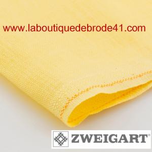 Toile a broder zweigart de lin belfast 3609 12 6 fils jaune paille 2127
