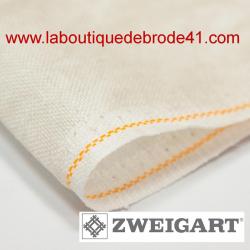 Toile a broder zweigart de lin belfast 3609 12 6 fils marbre vintage creme 1079