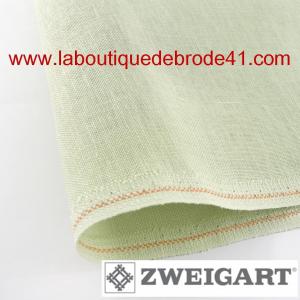 Toile a broder zweigart de lin belfast 3609 12 6 fils vert amande 6083