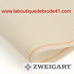 Toile a broder zweigart de lin edinburgh 3217 14 fils 1111 blanche irisee a