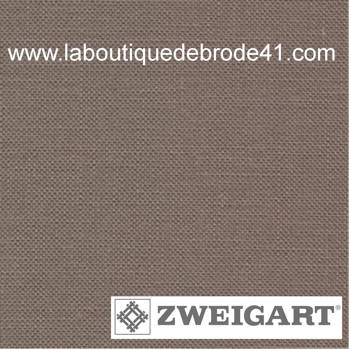 Toile a broder zweigart de lin edinburgh 3217 14 fils taupe fonce 7025
