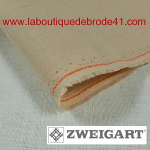 Toile a broder zweigart de lin kingston 3225 22 fils cafe au lait 3077