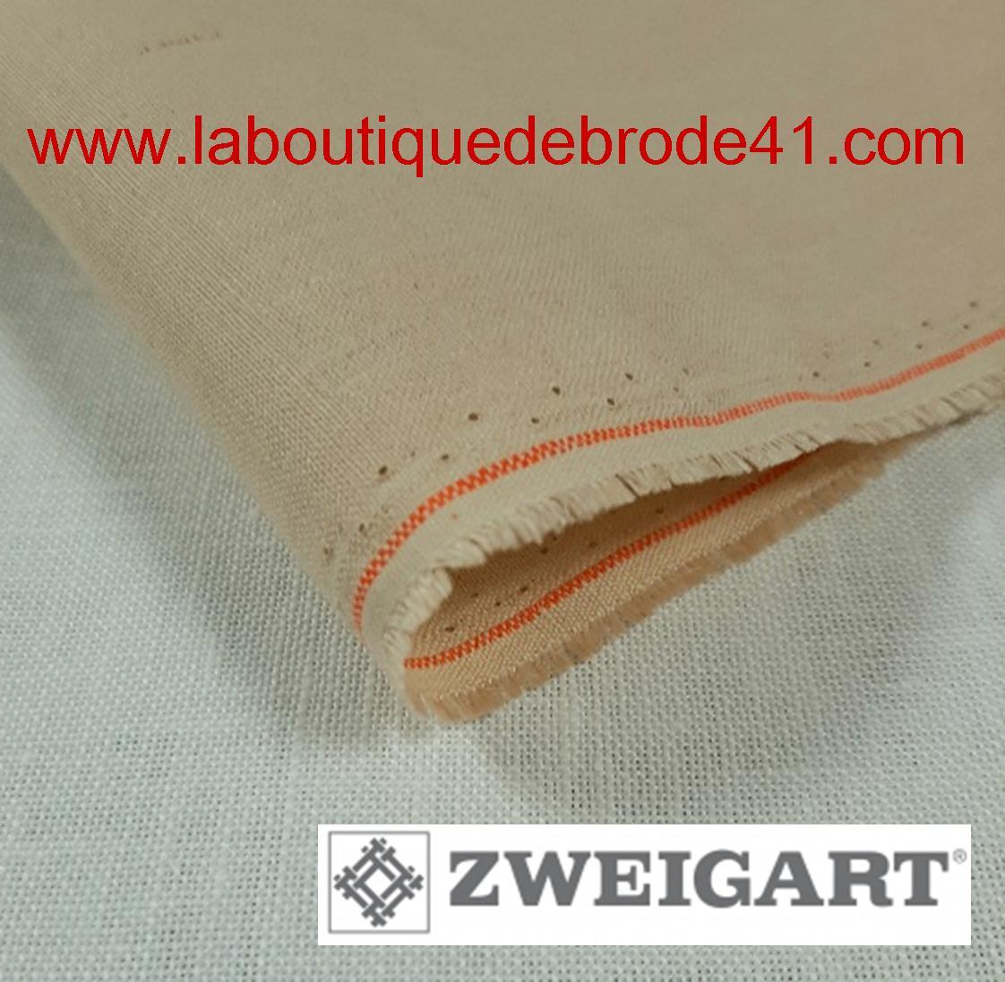 Toile a broder zweigart de lin kingston 3225 22 fils cafe au lait 3077