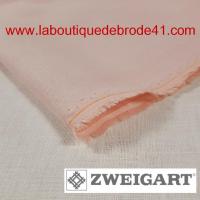 Toile a broder zweigart de lin kingston 3225 22 fils rose poudre 4064