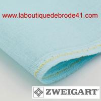 Toile a broder zweigart de lin newcastle 3348 16 fils aqua bleu turquoise 5147