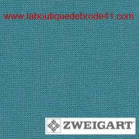 Toile a broder zweigart de lin newcastle 3348 16 fils bleu lagon 6134