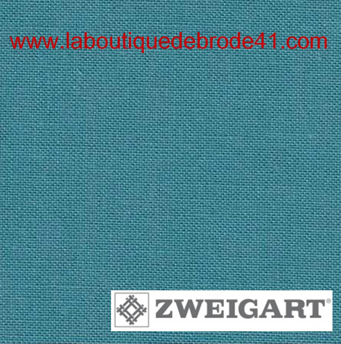 Toile a broder zweigart de lin newcastle 3348 16 fils bleu lagon 6134