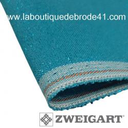 Toile à Broder Zweigart  de Lin Newcastle 3348 16 Fils Bleu Pacific Irisée (à Paillettes) 6136
