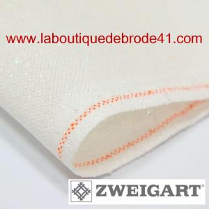 Toile a broder zweigart etamine brittney lugana 3270 11 2 fils blanche irisee 11