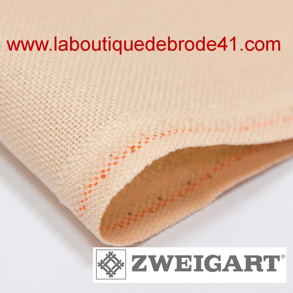 Toile a broder zweigart etamine lugana 3835 10 fils beige rose 253