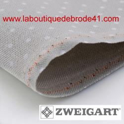 Toile à Broder Zweigart  Étamine Murano 3984 12,6 fils Petits Points Blanc Fond Gris 7349