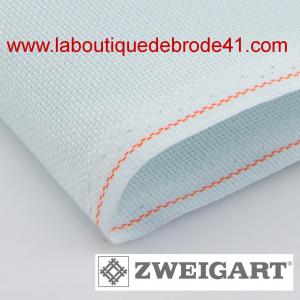 Toile a broder zweigart extra fine aida 8 pts 3326 bleu ciel 550