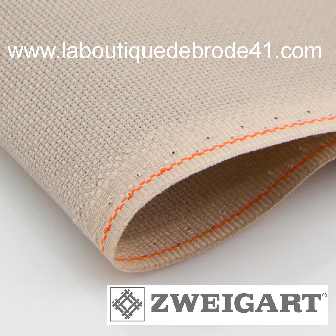 Toile a broder zweigart extra fine aida 8 pts 3326 nougat 3021