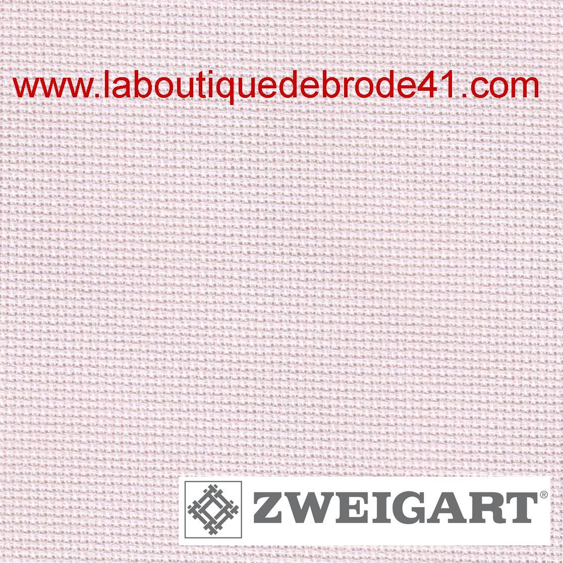 Toile a broder zweigart extra fine aida 8 pts 3326 rose pale 4115
