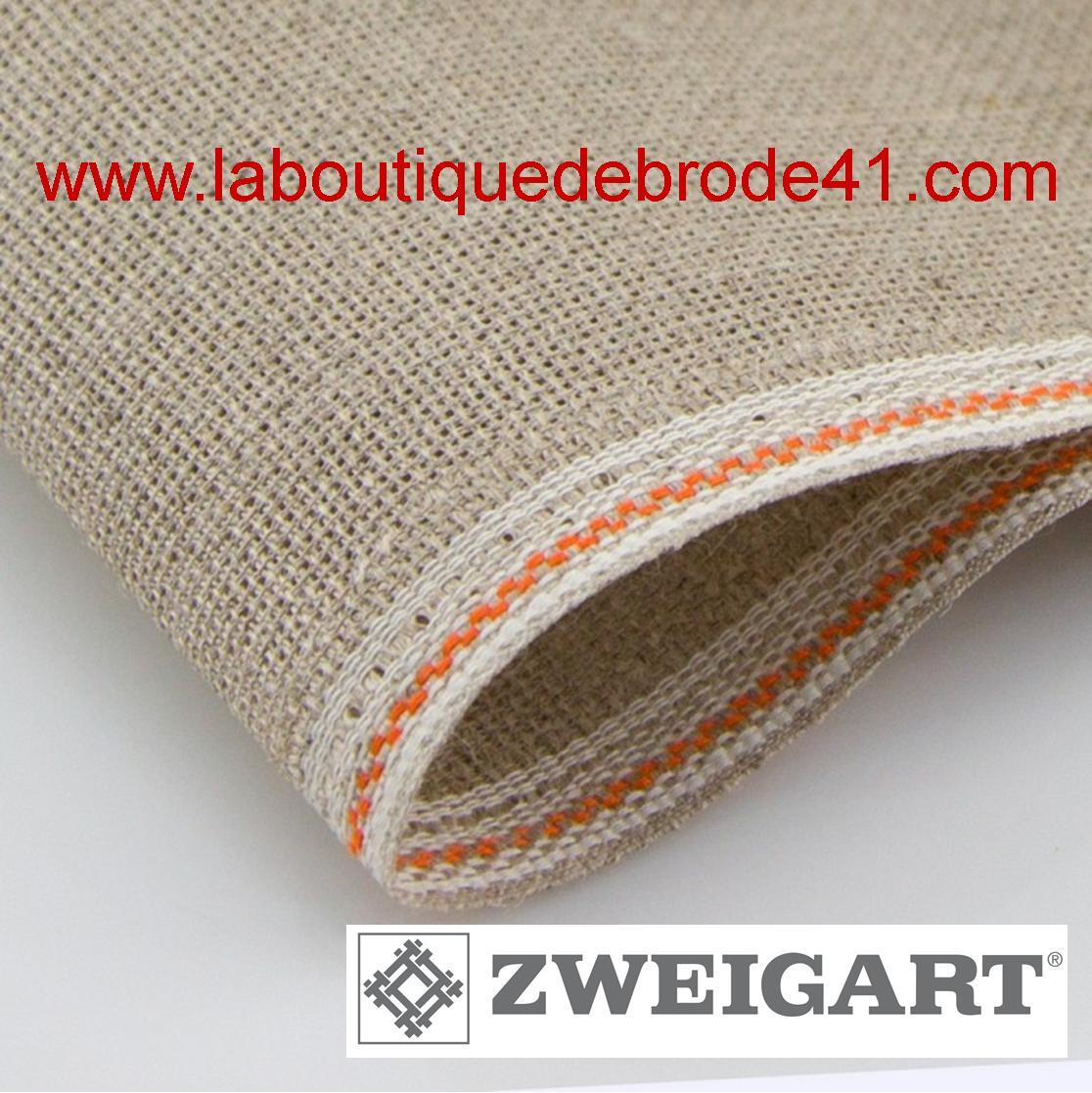 Toile a broder zweigart fein aida 7 pts 3419 de lin naturel 54