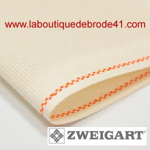 Toile AIDA Zweigart 18 Carats - 48x53cm, Couleur Vert Clair 611, 7 Fils/cm, 100% Coton