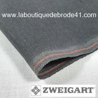 Toile a broder zweigart lin belfast 3609 12 6 fils gris anthracite 7026