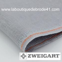 Toile a broder zweigart lin belfast 3609 12 6 fils gris argent 705