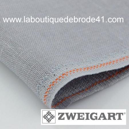 Toile a broder zweigart lin belfast 3609 12 6 fils gris argent 706