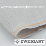 Toile a broder zweigart lin belfast 3609 12 6 fils gris souris 788